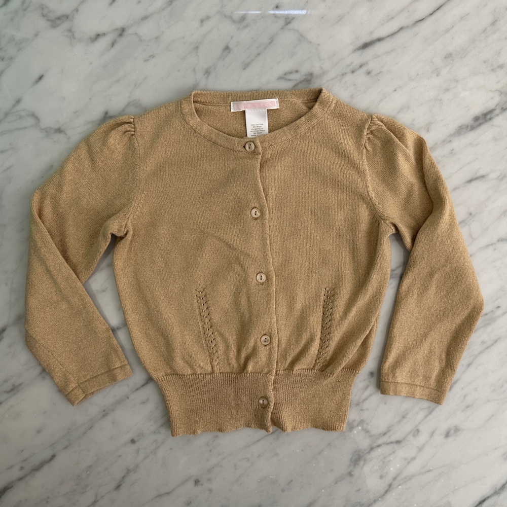 Janie and Jack Girls Gold Cardigan Size 3